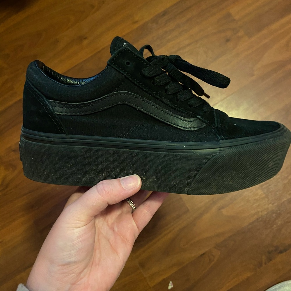 Vans all black - old school stack platforms